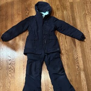 Lands' End Dark Blue Hooded Jacket and Bib Set
